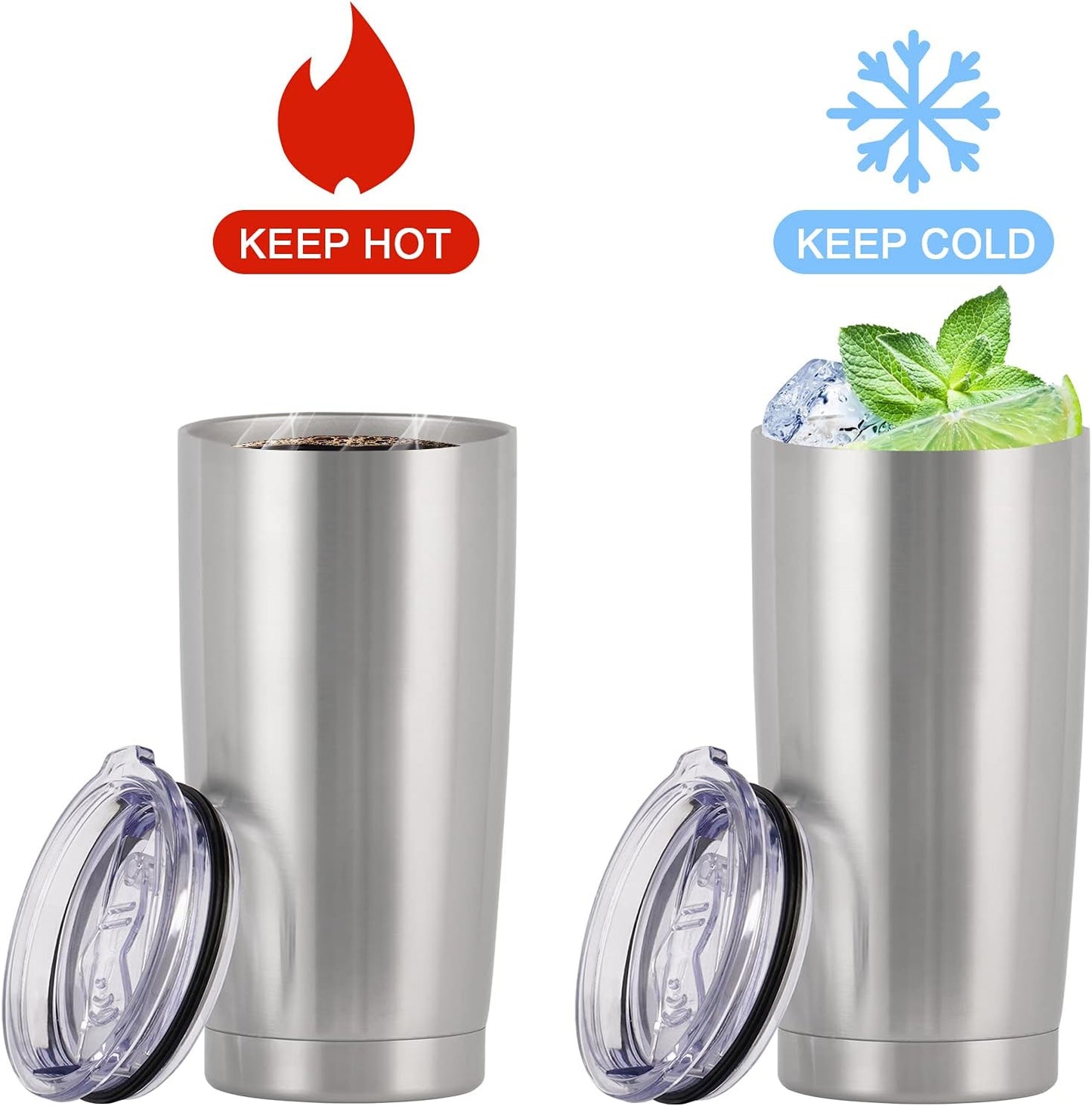 Gingprous 20 Oz Stainless Steel Travel Tumblers with Lids Straws, Vacuum Insulated Tumblers(1/2 Pc)