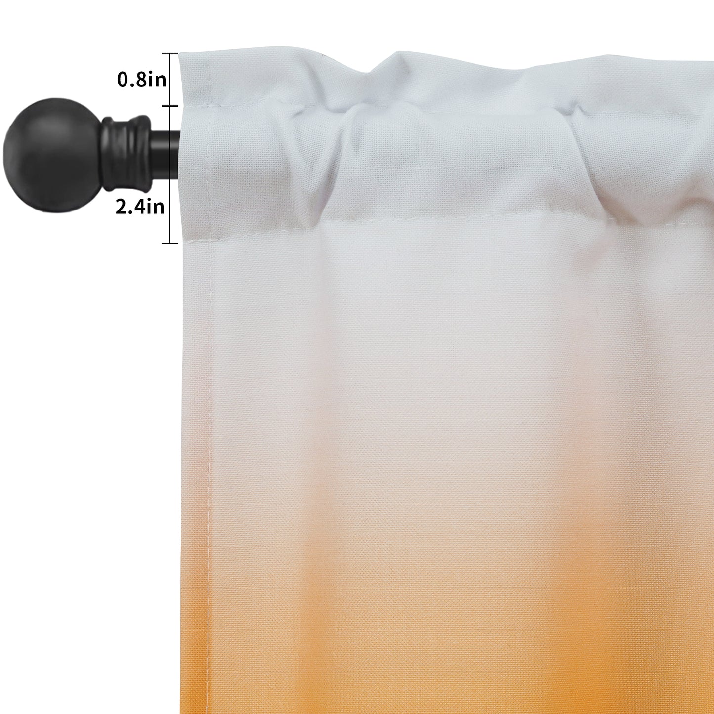 Alishomtll Kitchen Valance Curtains Orange Ombre Living Room Bedroom Windows Drapes ,52 x 18 inch,Rod Pocket