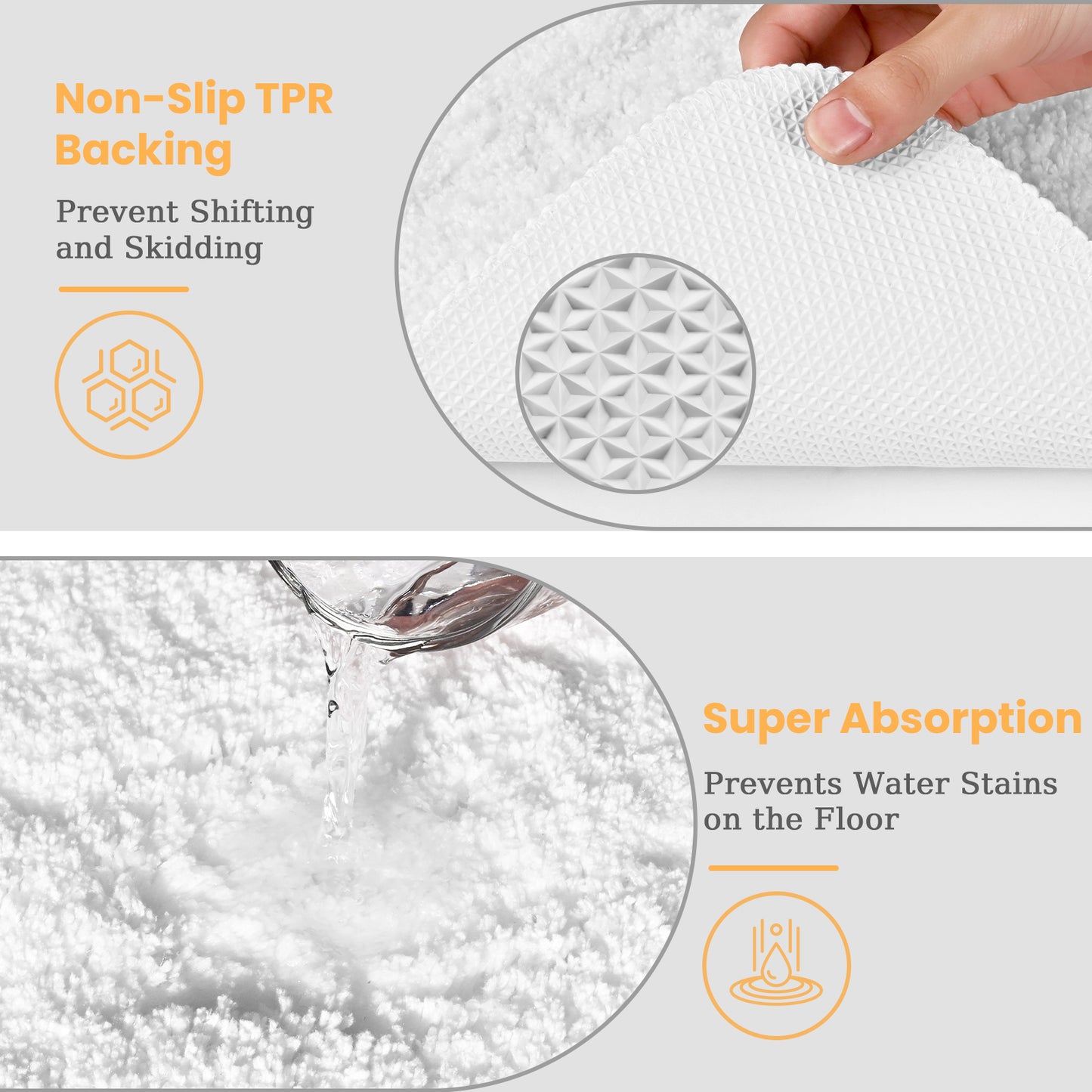 FRAMICS No Hook Shower Curtain Sets with Rug, Checkered Textured Waterproof Fabric Bathroom Sets with with Mesh Top Window, Hotel Grade, White, 70.9" x 74.8"
