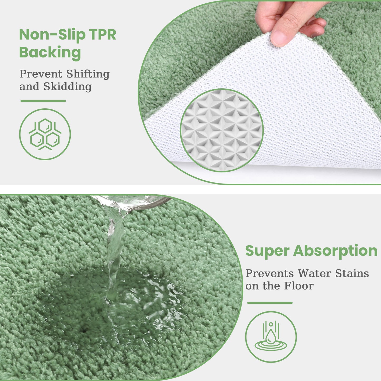 FRAMICS 14 Piece Floral Shower Curtain Sets with Rug, Slub Textured Heavy-Duty Fabric Bathroom Sets with Hooks, Waterproof & Washable, Sage Green, 72" x 72"