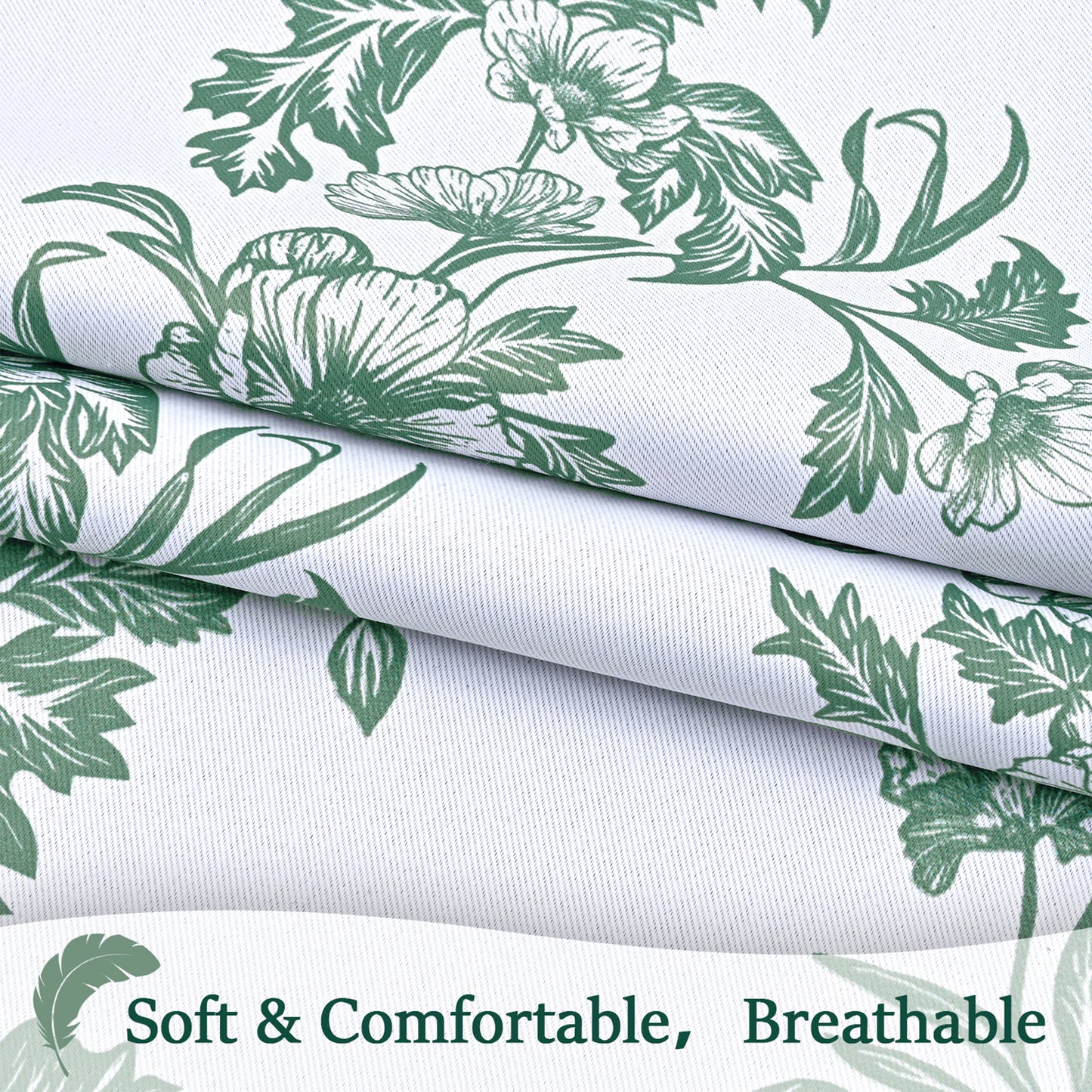 Alishomtll Floral Curtains Blackout Thermal Insulated Room Darkening Window Drapes for Living Room,Sage Green ,52"x63", 2 Panels