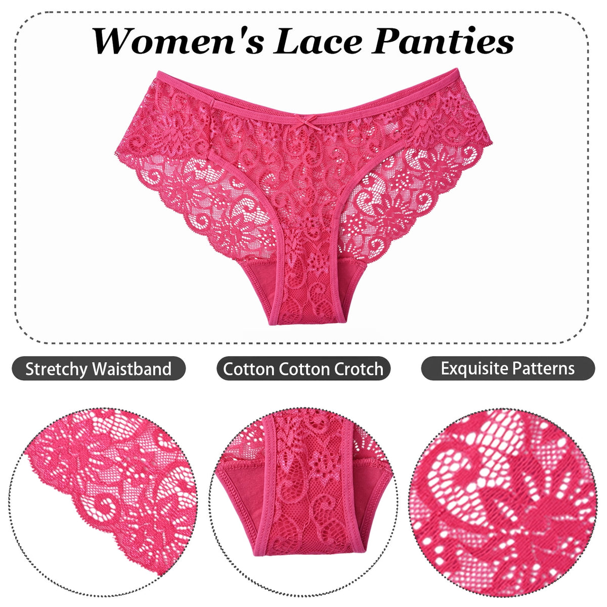 Sunm Boutique Lace Panties Seamless Underwear for Women Plus Size Cheeky Panties for Women Hipster 6 Pack