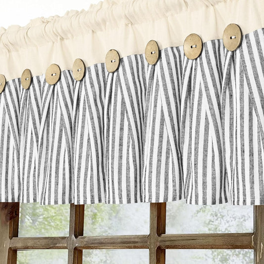 Alishomtll Kitchen Curtains Valances 8 Button Linen Cotton Valances for Windows 18 Inches Long,Rod Pocket