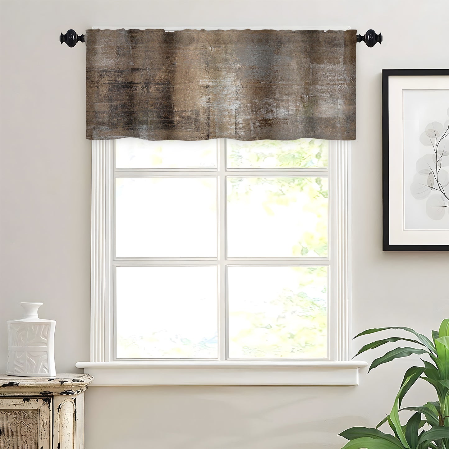 Alishomtll Curtain Valances for Kitchen Living Room Bedroom Dark Brown Rod Pocket Valance ,54 x 18 inch