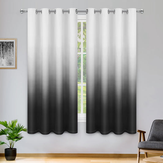 Alishomtll Room Darkening Black Blackout Curtains Grommet Window Drapes for Living Room Bedroom ,2 Panels of 52" W x 63" L