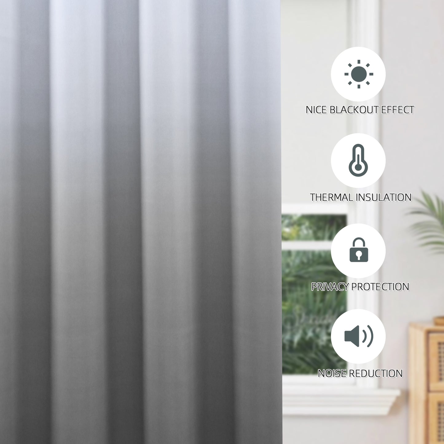 Alishomtll Grey Blackout Curtains Grommet Room Darkening Window Drapes for Living Room Bedroom ,2 Panels of 52" W x 84" L