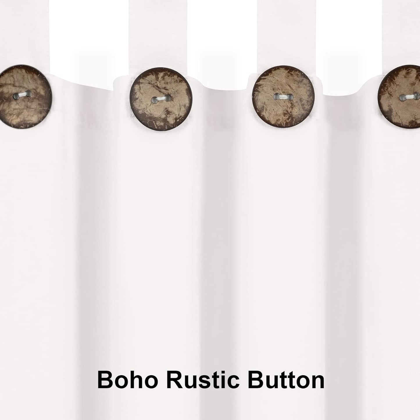 Alishomtll Cotton Button Curtain Farmhouse Boho Light Filtering Tab Top Drapes Set of 2