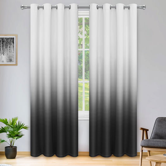 Alishomtll Room Darkening Black Blackout Curtains Grommet Window Drapes for Living Room Bedroom ,2 Panels of 52" W x 84" L