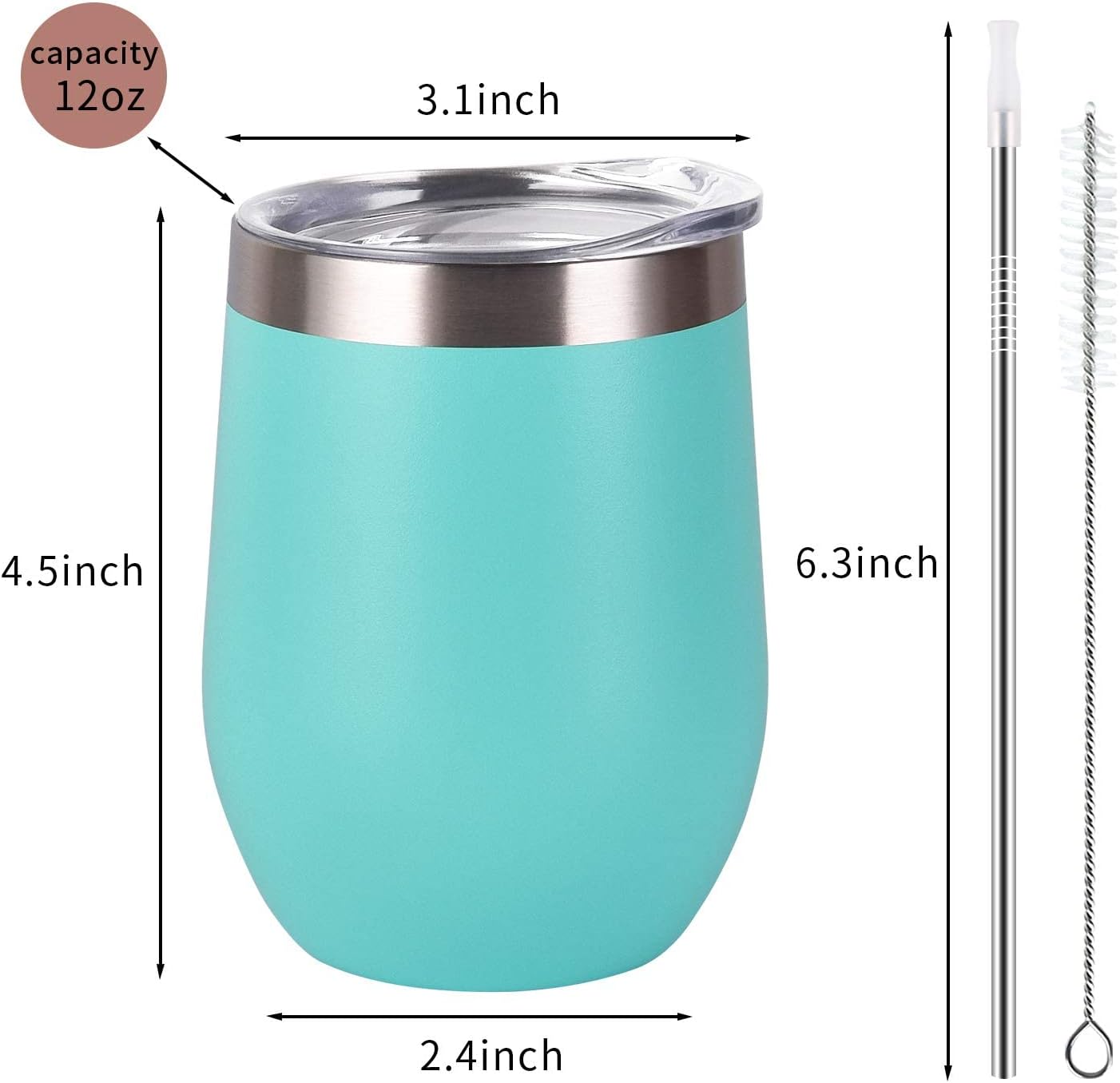 Gingprous 6 Pack 12 oz Stainless Steel Tumblers with Lids Straws, Double Wall Travel Tumblers, Vacuum Insulated Tumblers, Insulated Coffee Cup , (Rose Gold*2+Lake Blue*2+Black*2)