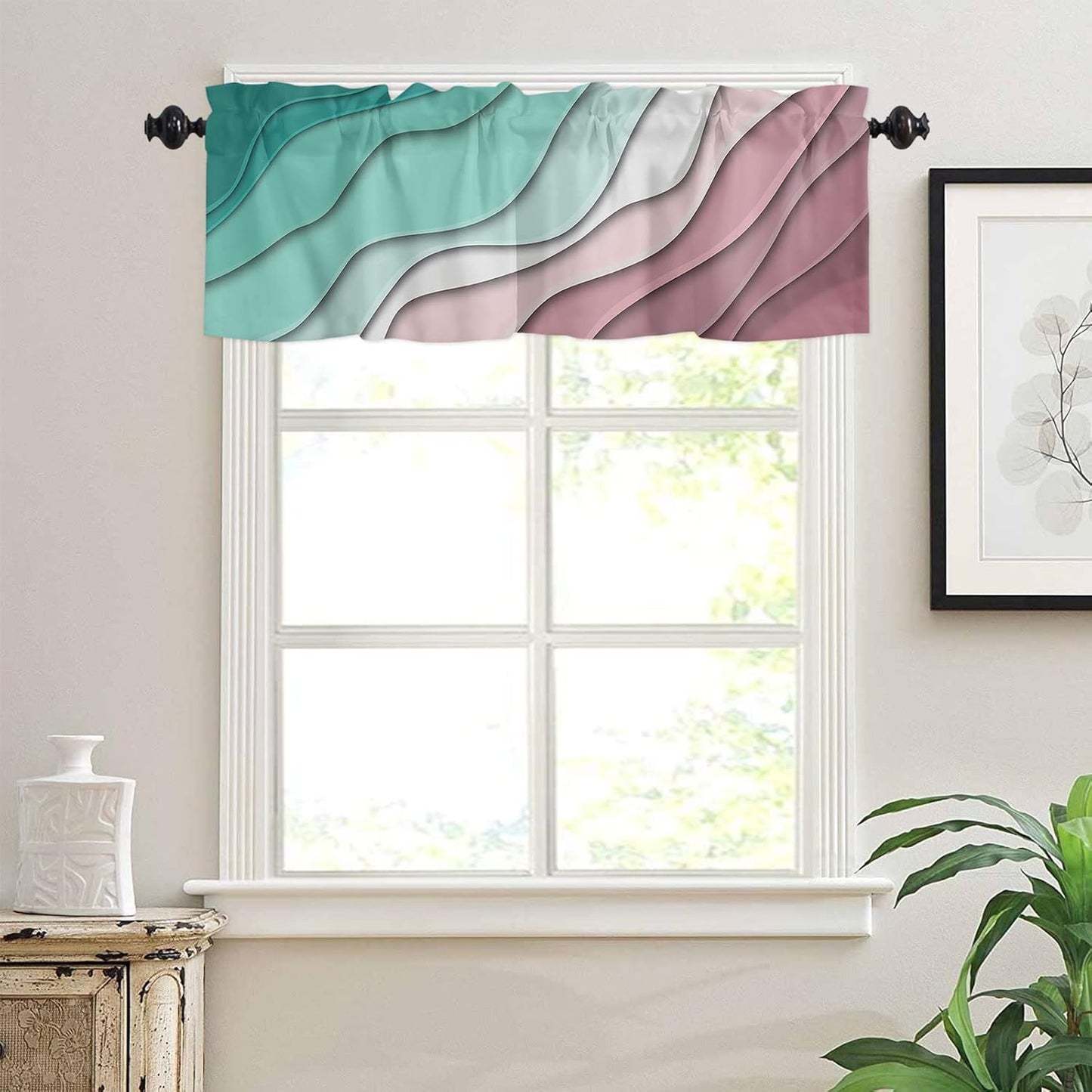 Alishomtll Curtain Valances for Kitchen Living Room Bedroom Green Rod Pocket Valance ,54 x 18 inch