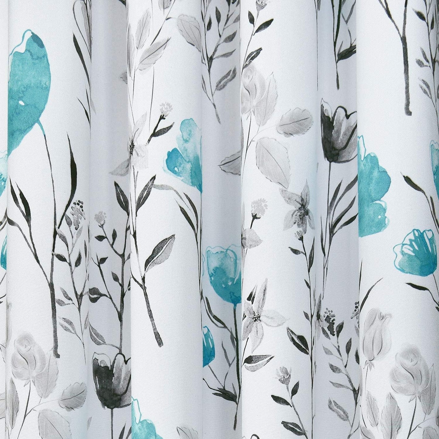 Alishomtll Kitchen Curtains Teal Floral Watercolor Print Tier Curtains Light Filtering Rod Pocket Small Window Curtain Sets,26"Wx24"L,2 Panels