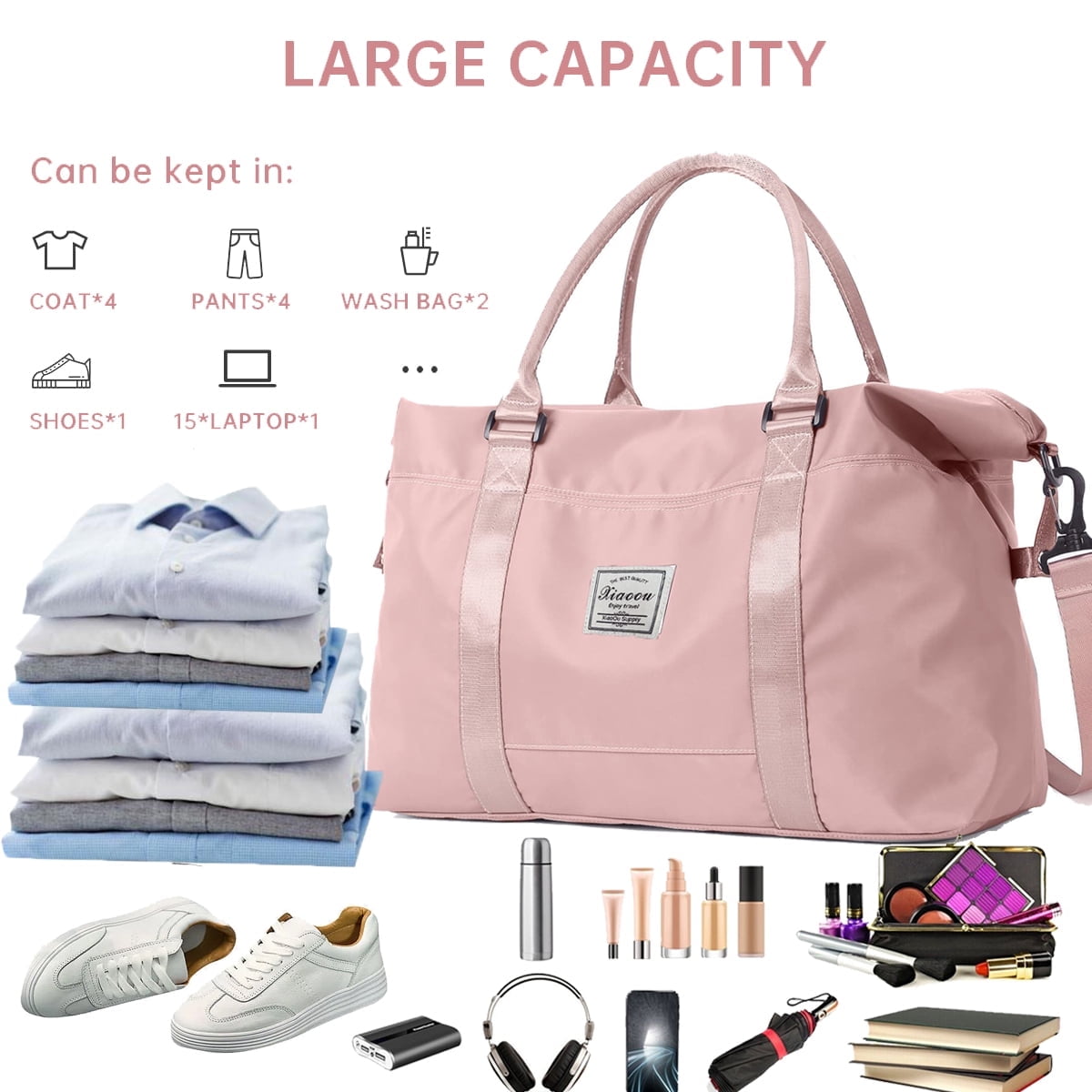 MecTo Travel Duffle Bag for Women Waterproof Weekender School Bag Carry on Tote Bags Overnight Gym Hospital Bag