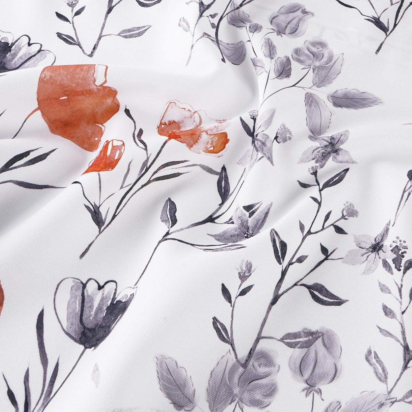 Alishomtll Kitchen Curtains Valances Swags for Windows Orange Floral Printed Window Drapes, 61" W x 36"