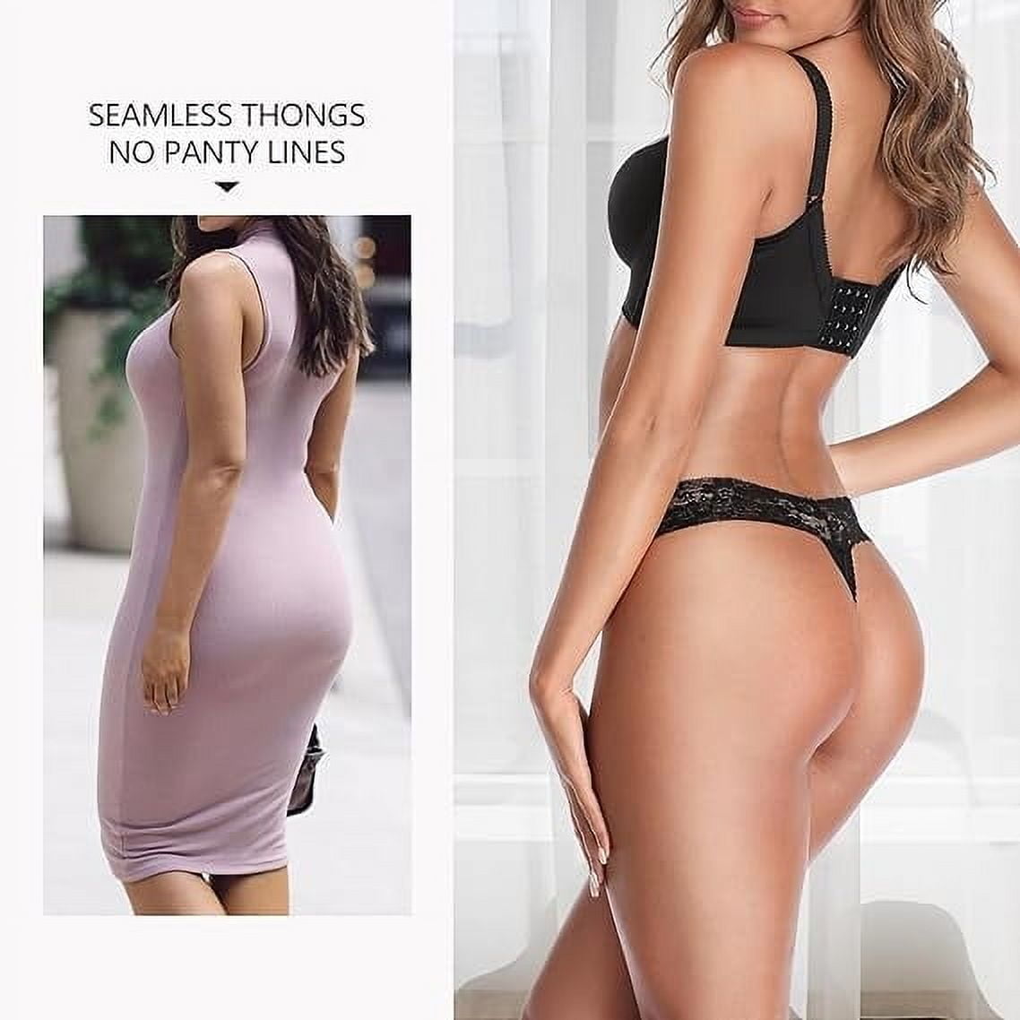 Sunm Boutique Thongs for Women, Cotton Thongs T Back Breathable Comfort See Through Panties Seamless Lace Thongs for Women Pack