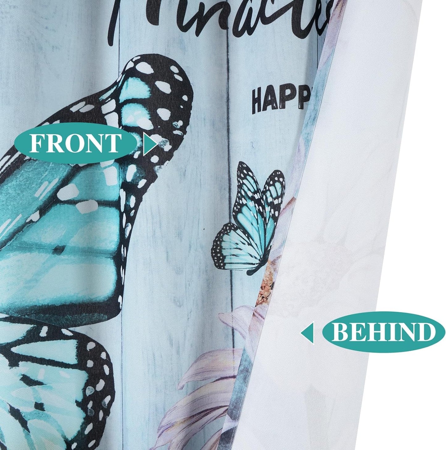 Alishomtll Kitchen Curtains Butterfly Floral Print Window Curtain Tier Sets Rod Pocket, 26"Wx36"L,2 Panels,Teal