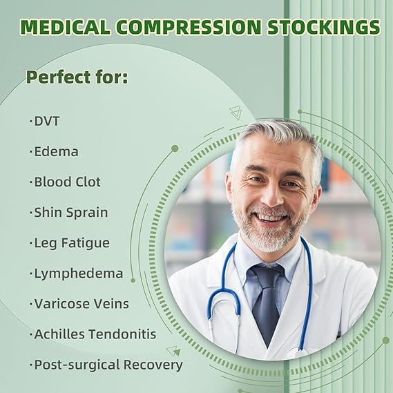 MARTINE MALL 15-20mmHg Thigh High Compression Stockings Footless Graduated Compression Socks for Edema Varicose Veins, Running, Hiking, Cycling