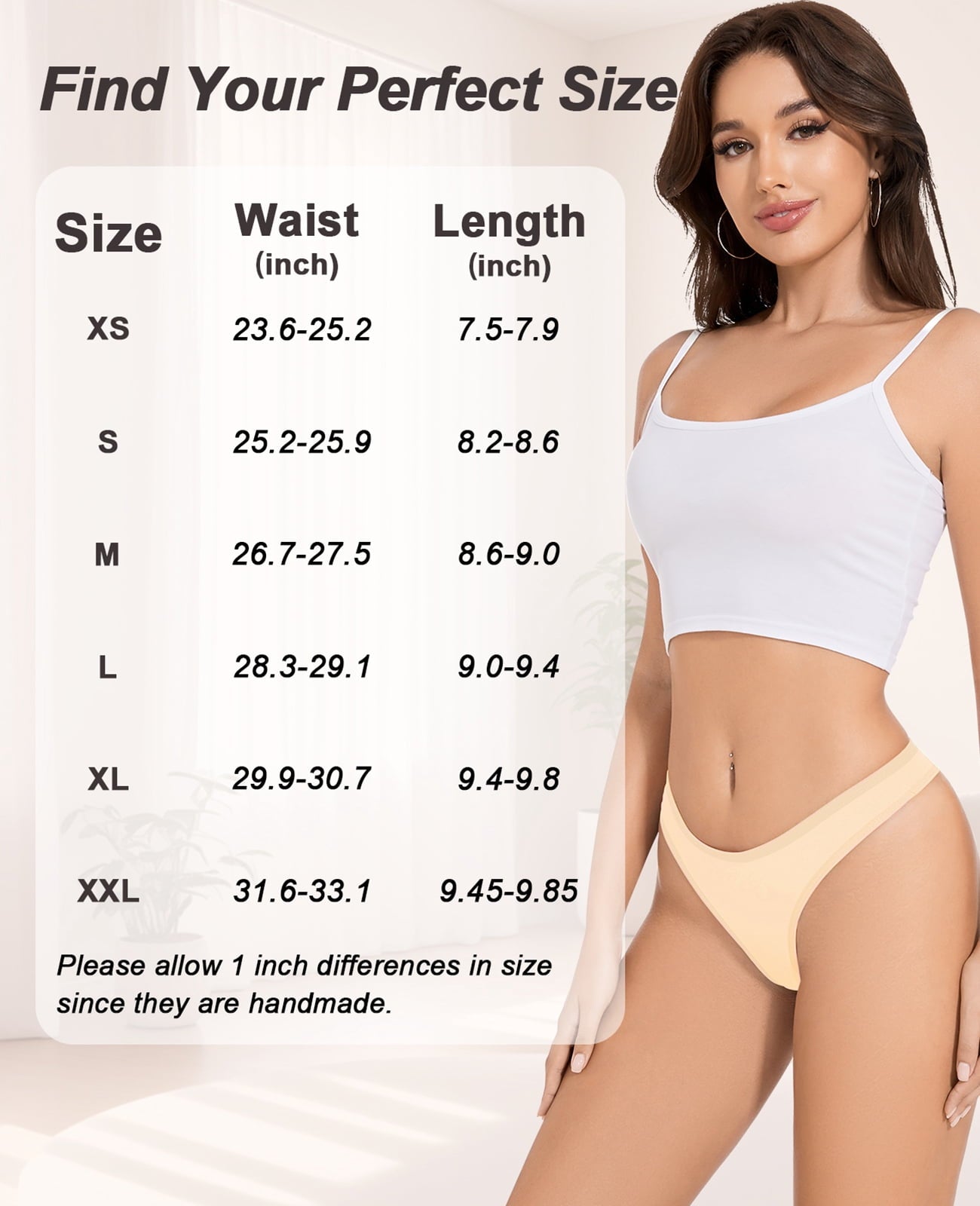 MecTo Womens Cotton Thongs 6-Pack, No Show Underwear for Women, Low Rise Thong Panties