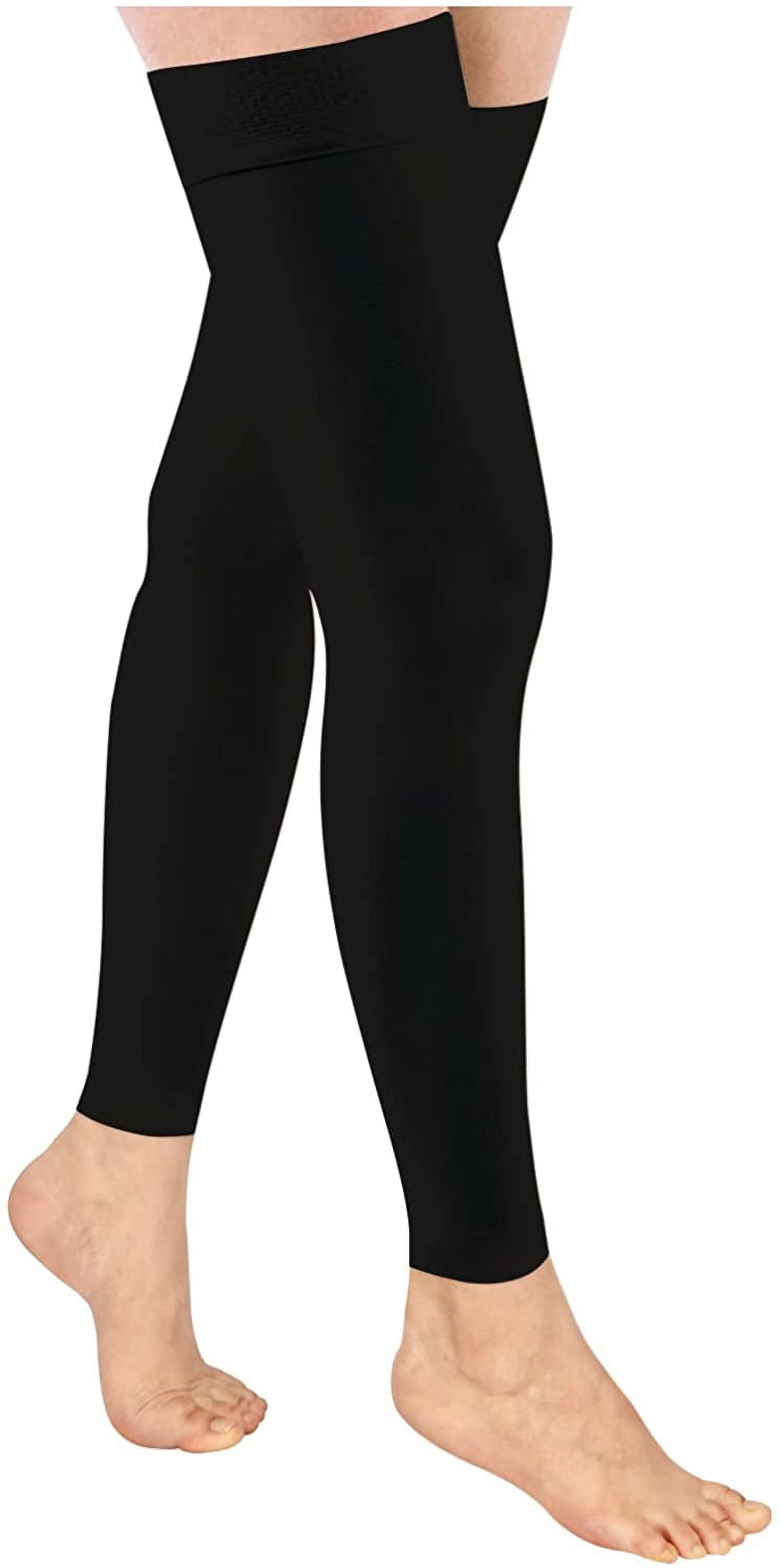 Wukang 20-30mmHg Black Thigh High Compression Stockings Footless Compression Socks for Women & Men锛