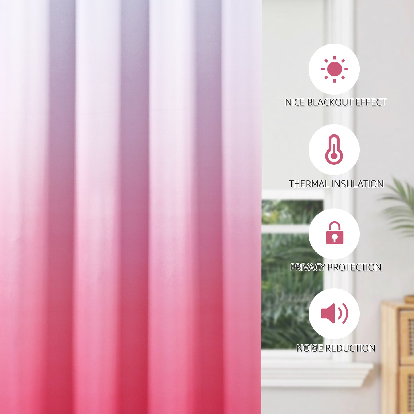 Alishomtll Pink Blackout Curtains Grommet Room Darkening Window Drapes for Living Room Bedroom ,2 Panels of 52" W x 84" L