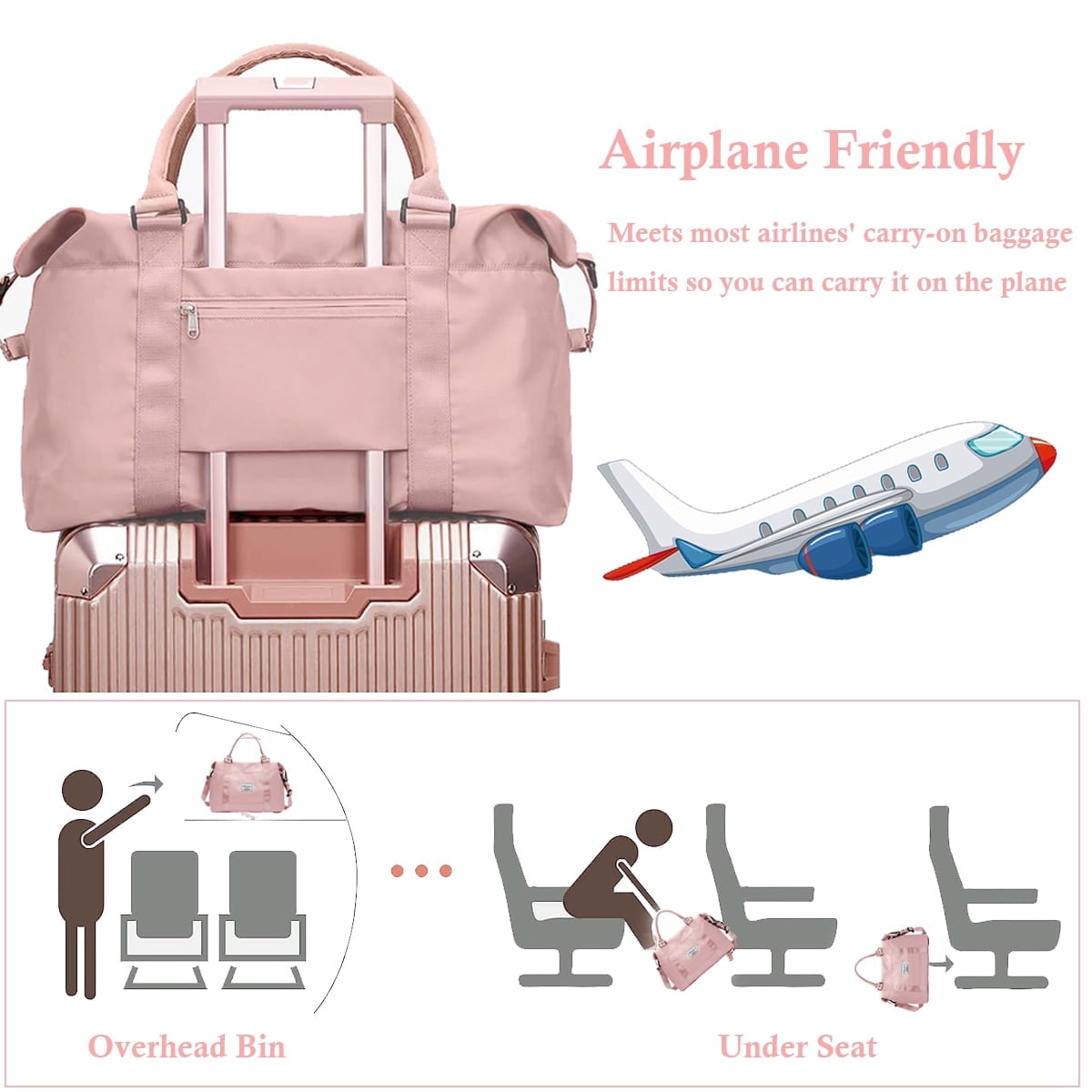MecTo Travel Duffle Bag for Women Waterproof Weekender School Bag Carry on Tote Bags Overnight Gym Hospital Bag