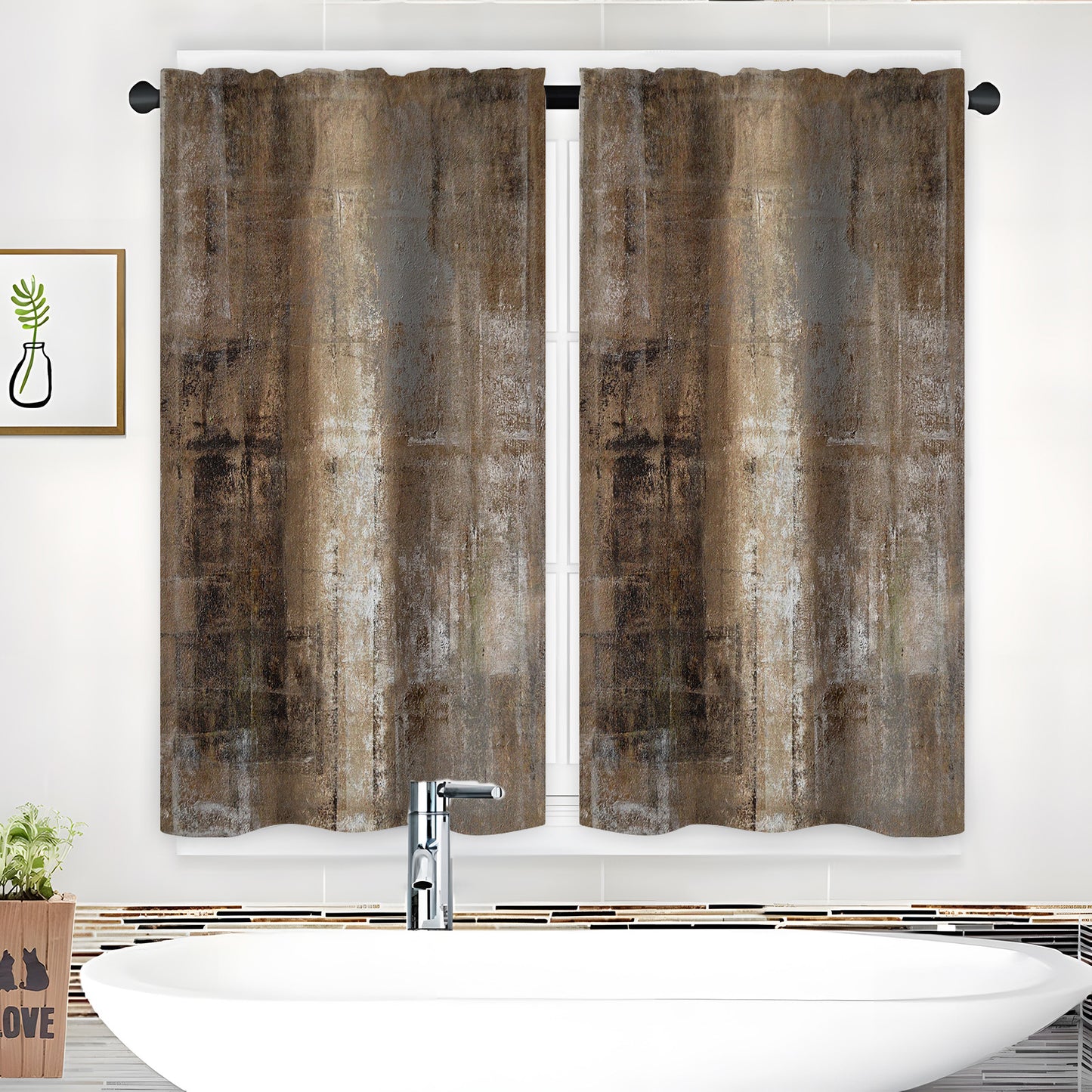 Alishomtll Kitchen Curtains Tiers Dark Brown Kitchen Tiers Set 2 Piece for Windows Living Room 36 Inches Long