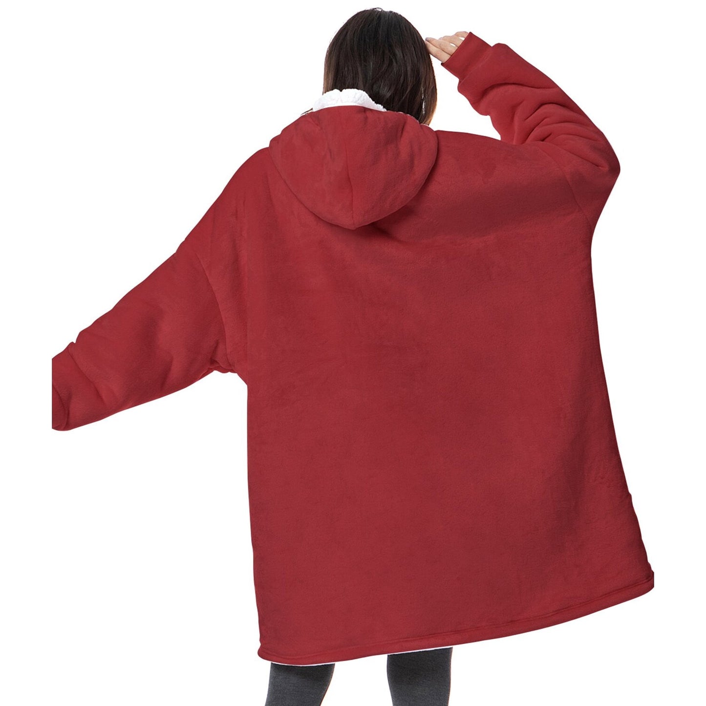 MecTo Christmas Wearable Blanket Hoodie Gift for Mom and Dad, Oversized Sherpa Fleece Blanket Sweatshirt with Sleeves & Pocket
