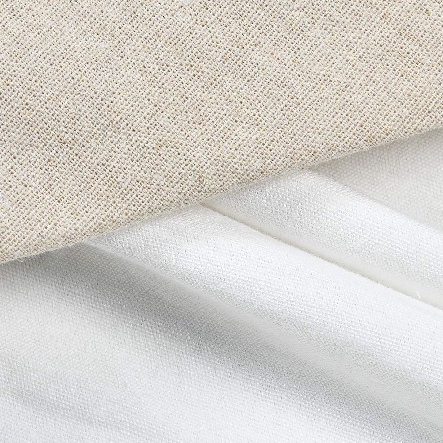 Alishomtll Linen Curtains Farmhouse Boho Button Light Filtering Window Drapes For Living Room Bedroom,Rod Pocket,63"L x 52"W, 2 Panel,White Linen