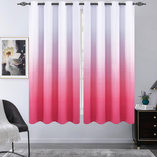 Alishomtll Pink Blackout Curtains Grommet Room Darkening Window Drapes for Living Room Bedroom ,2 Panels of 52" W x 63" L