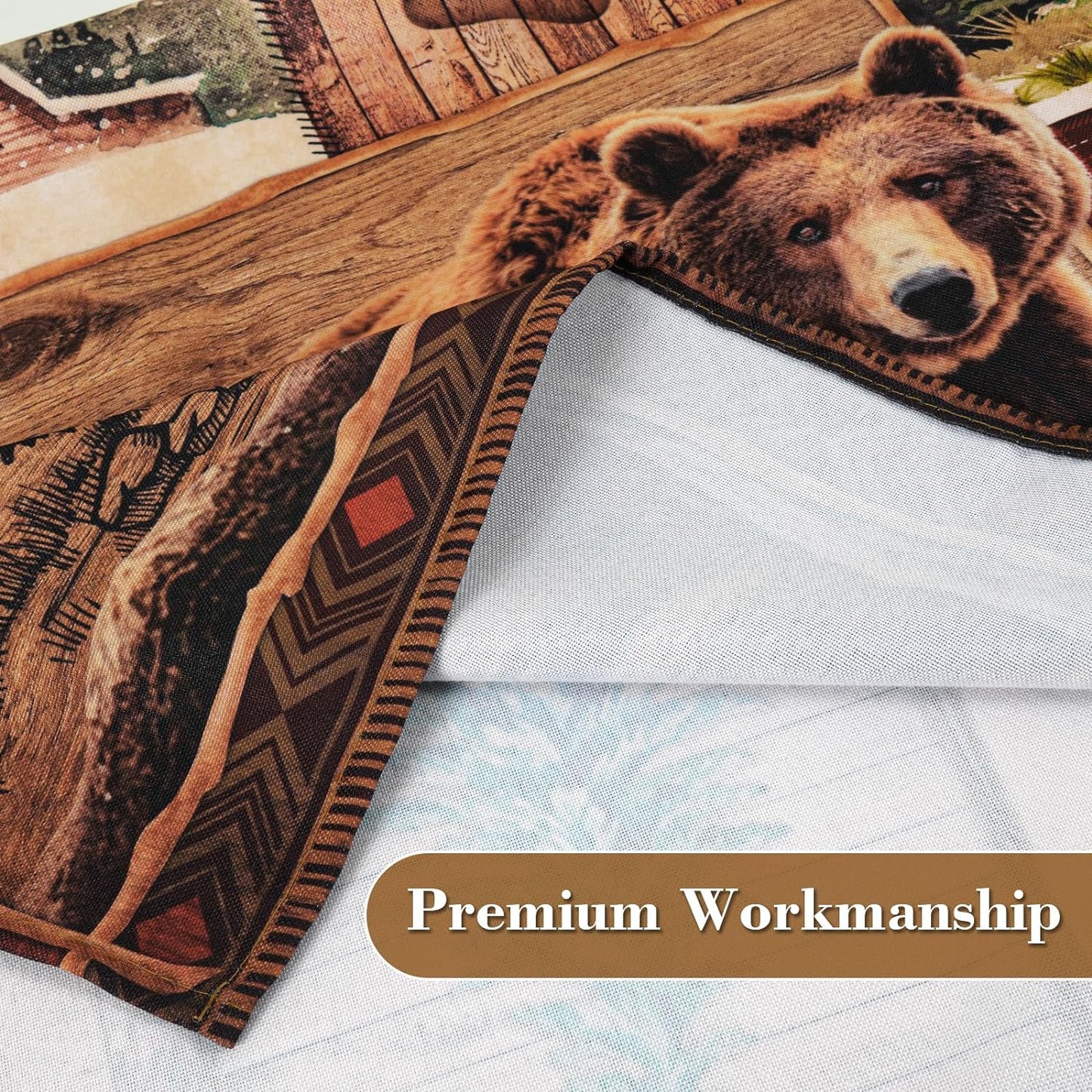 Alishomtll Kitchen Curtains Farmhouse Rustic Country Bear Moose Deer Window Tiers Curtain 36 Inches,Rod Pocket