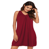 Sunm Boutique Women Cotton Nightgowns Sleepwear Sleeveless V-neck Sleepshirt Sleep Dress with Side Pockets S-XXL