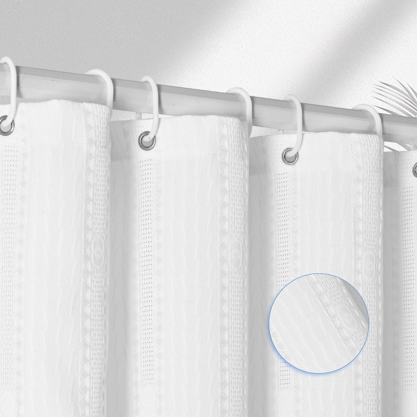 FRAMICS Waffle Shower Curtain Sets with Non-Slip Rug & 12 Hooks, Luxury Heavy Duty Waterproof Fabric Bathroom Sets, 72" x 72", White