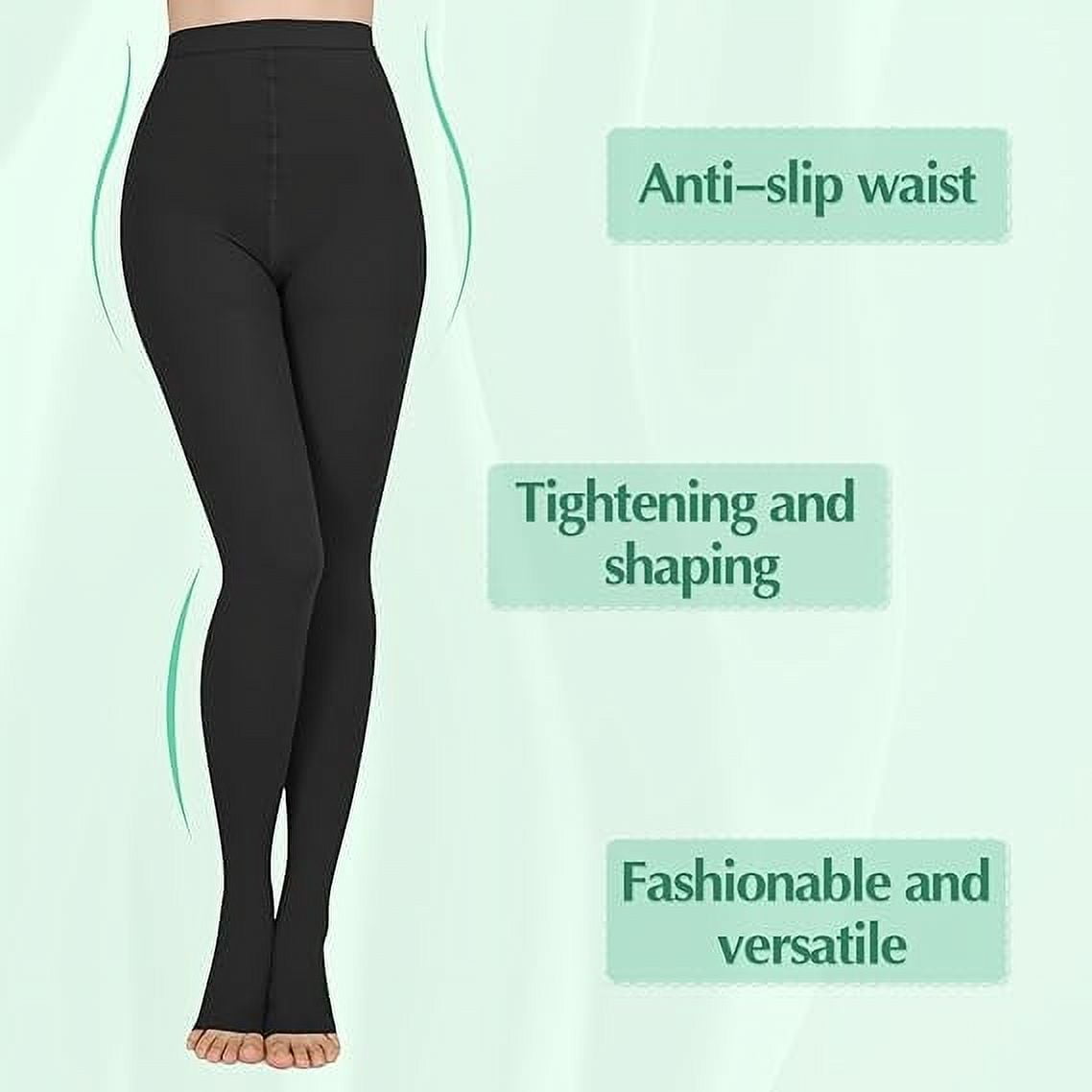 MARTINE MALL 2 Pairs Black XL Size 20-30 mmHg Compression Pantyhose Medical Footless Compression Stockings for Women,Pregnant, Teacher, Doctor