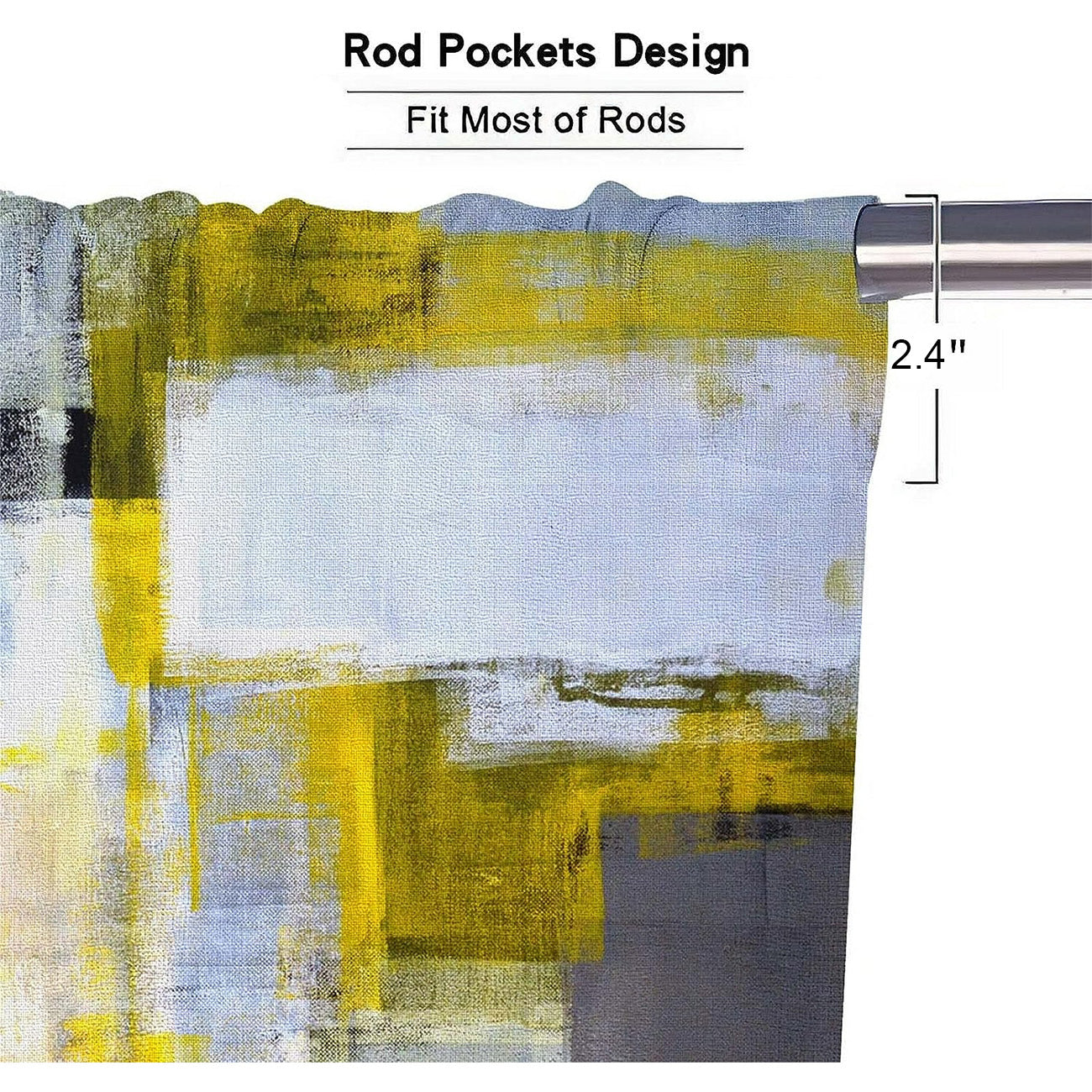 Alishomtll Kitchen Curtains and Valances Sets Grey Yellow Rod Pocket Kitchen Curtains 3 Piece Set 36 Inches Long