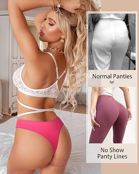 Sunm Boutique 10 Pack Seamless Thong For Women No Show High Waisted Thong Breathable Tangas Panties S-XL