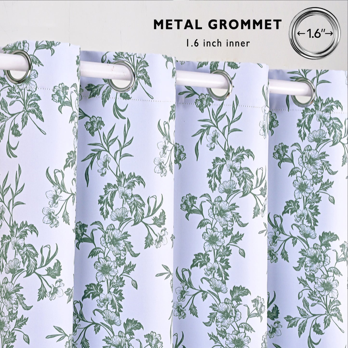 Alishomtll Floral Curtains Blackout Thermal Insulated Room Darkening Window Drapes for Living Room,Sage Green ,52"x84", 2 Panels