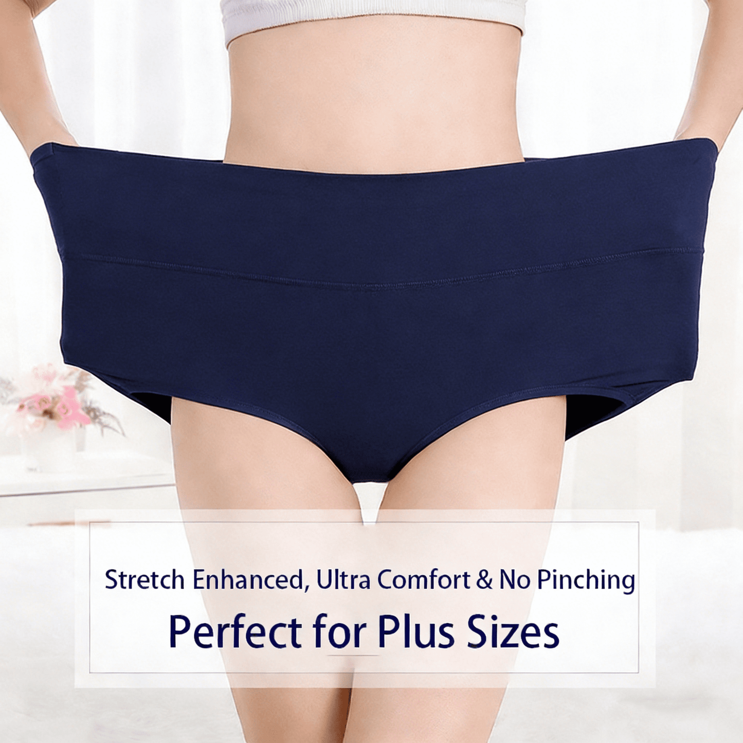 MecTo Womens High Waist Underwear Plus Size 4 Pack, Cotton Briefs Tummy Control Panties Full Coverage