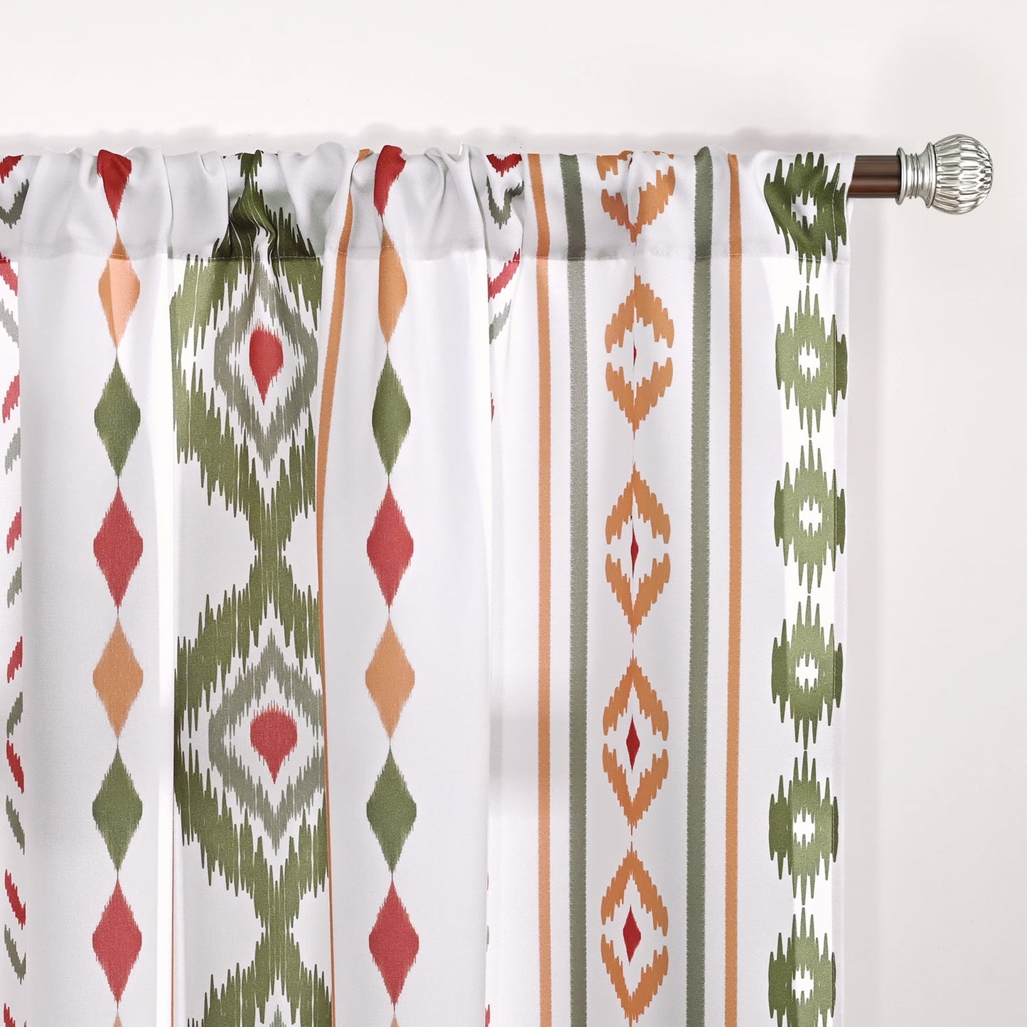 Invoibler Set of 3 Boho Curtains,60-65% Room Darkening Curtain，Window Drapes,3 Panel,Yellow-green&White