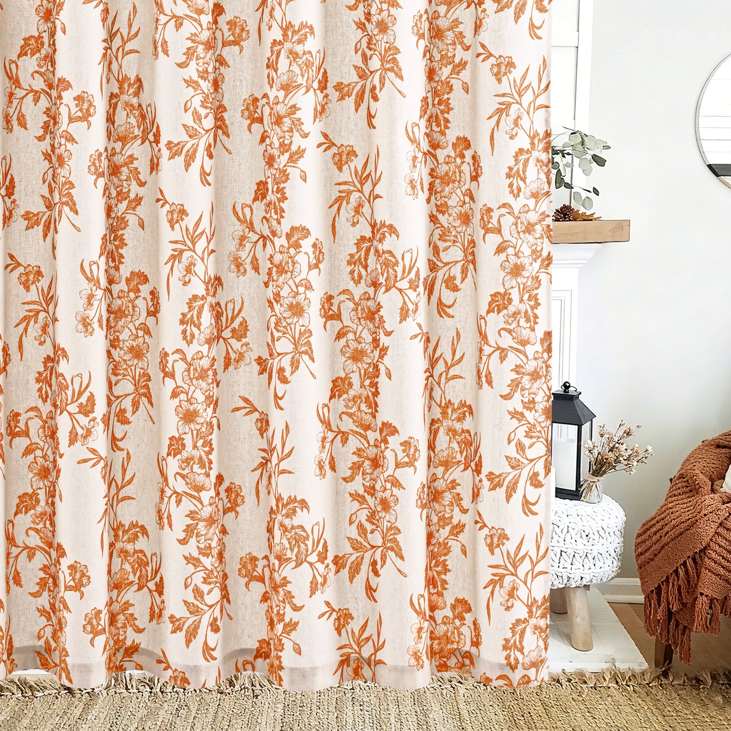 Alishomtll Fall Autumn Floral Curtains for Living Room Thanksgiving Farmhouse Country Sunflower Linen Curtains Light Filtering Window Drapes,52"x 63", 2 Panels