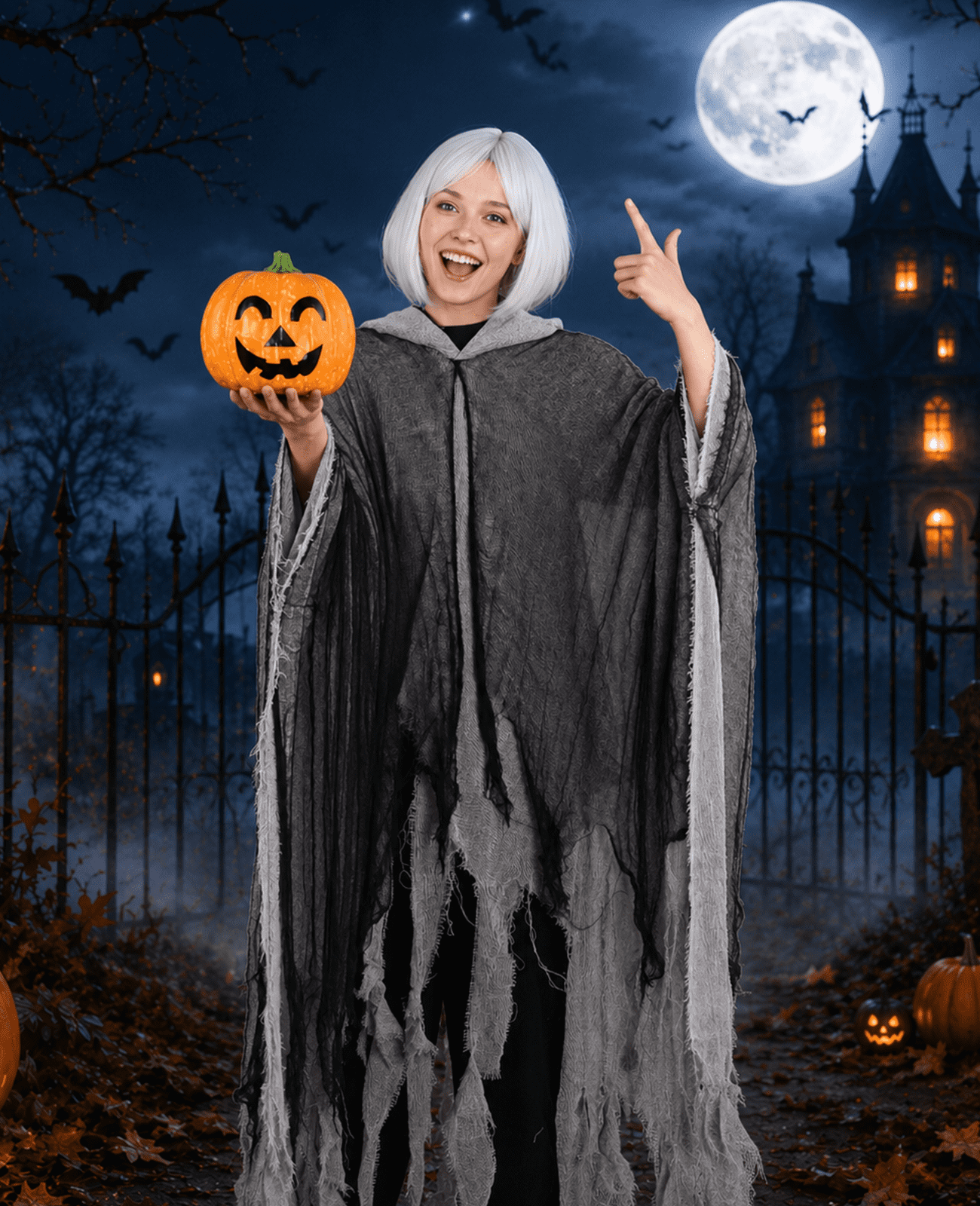 MecTo Halloween Grim Reaper Costume Adults, Scary Hooded Cloak with Skull Mask, Scythe, Gloves, Chain Cuffs