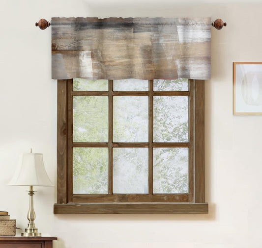 Alishomtll Curtain Valances for Kitchen Living Room Bedroom Brown Rod Pocket Valance ,54 x 18 inch