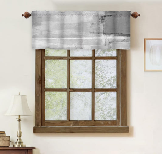 Alishomtll Curtain Valances for Kitchen Living Room Bedroom Grey Rod Pocket Valance ,54 x 18 inch