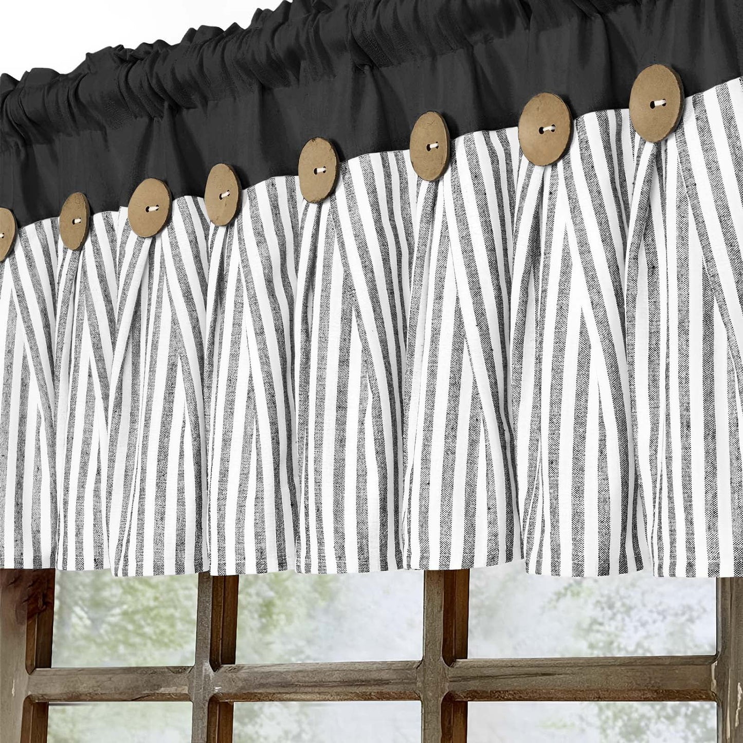 Alishomtll Kitchen Curtains Valances 8 Button Linen Cotton Valances for Windows 18 Inches Long,Rod Pocket
