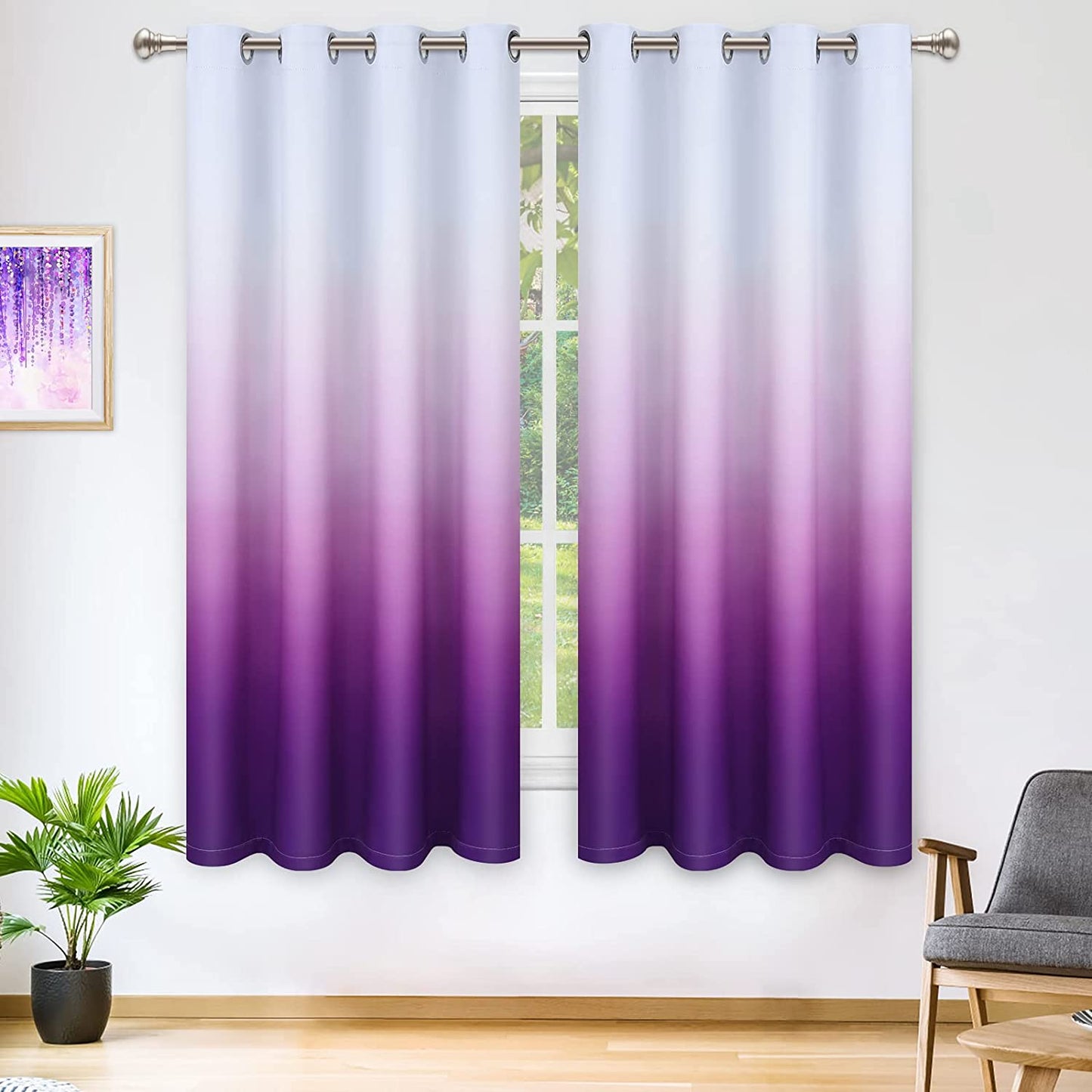 Alishomtll Room Darkening Purple Blackout Curtains Grommet Window Drapes for Living Room Bedroom ,2 Panels