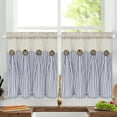 Alishomtll Stripe Kitchen Curtains 8 Button Linen Cotton Window Curtains Sets 24 Inches Long ,Rod Pocket
