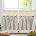 Alishomtll Stripe Kitchen Curtains 8 Button Linen Cotton Window Curtains Sets 24 Inches Long ,Rod Pocket