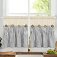 Alishomtll Stripe Kitchen Curtains 8 Button Linen Cotton Window Curtains Sets 24 Inches Long ,Rod Pocket