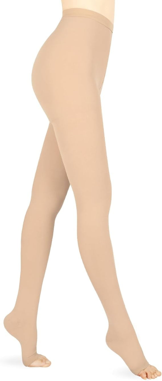 MARTINE MALL 1 Pair 15-20 mmHg Compression Pantyhose Medical Open Toe Compression Stockings for Women（Beige ,2XL）