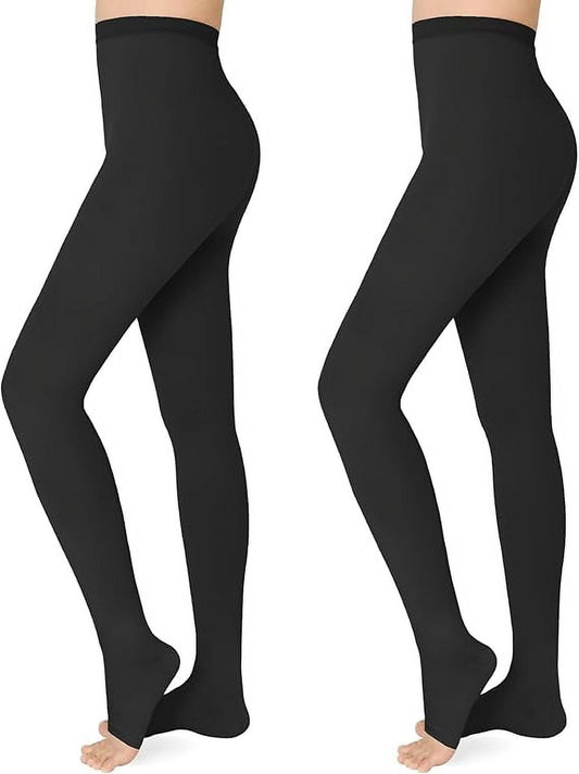 MARTINE MALL 2 Pairs Black XL Size 20-30 mmHg Compression Pantyhose Medical Footless Compression Stockings for Women,Pregnant, Teacher, Doctor