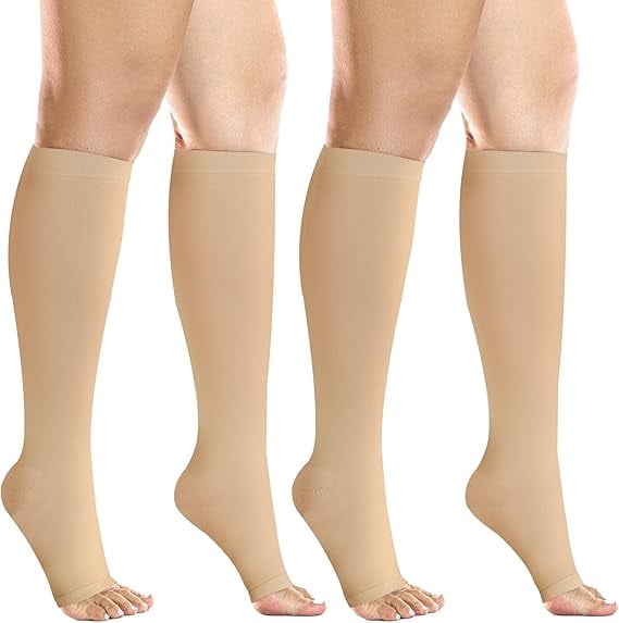 MARTINE MALL 2 Pairs Open Toe Compression Stockings