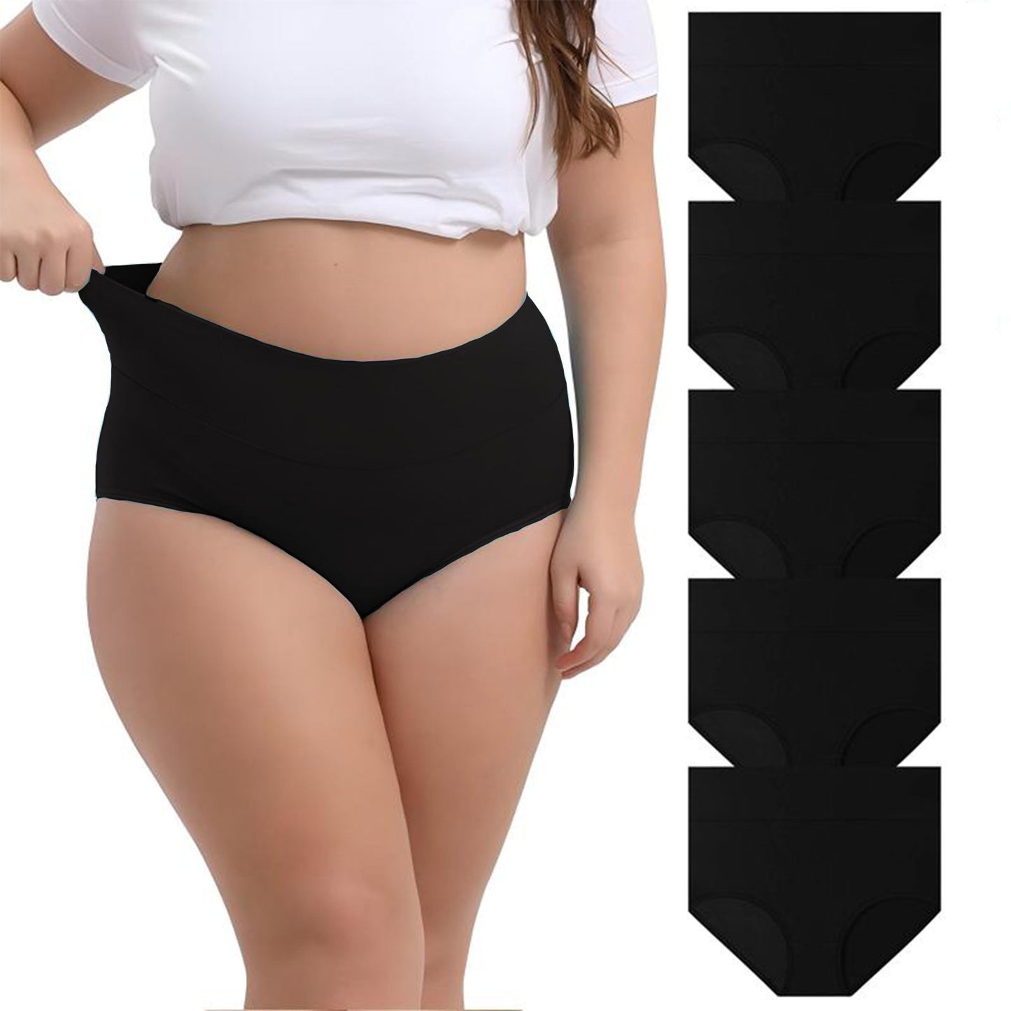 MecTo Women's Cotton Panties Underwear Briefs High Waisted High Cut Full Coverage, Multicolored 5-Pack